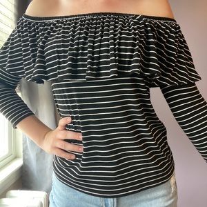 Striped off the shoulder top